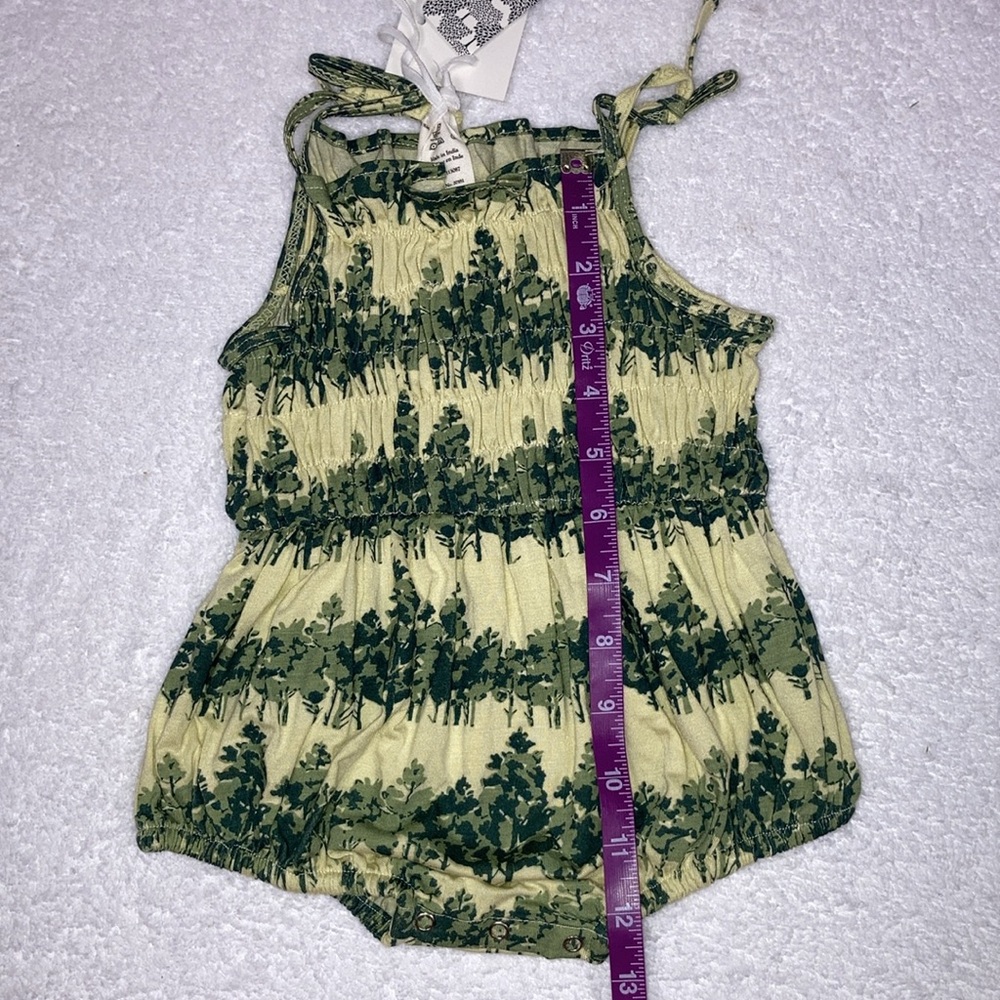NWT sleeveless bubble | watercolor pine | bamboo kate quinn sunsuit 3/6m - Picture 2 of 7